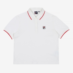 Fila White Line Crop - Naisten Poolopaita - Valkoinen | FI-80084